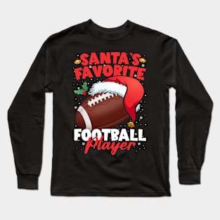 Santa's Favorite Football Player Christmas Pajama Xmas Long Sleeve T-Shirt